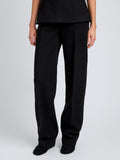 Proenza Schouler Detail image of model wearing Zee Pant In Wool Scuba in Black