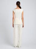 Proenza Schouler Back full length image of model wearing Zee Pant in Wool Scuba in Off White
