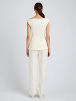 Proenza Schouler Back full length image of model wearing Zee Pant in Wool Scuba in Off White