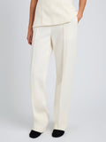 Proenza Schouler Detail image of model wearing Zee Pant in Wool Scuba in Off White