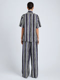 Proenza Schouler Back full length image of model wearing Amira Pant in Printed Silk Habotai in Black Multi