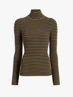 Proenza Schouler flat image of Didi Top in Matte Viscose Velvet Stripe in khaki/black