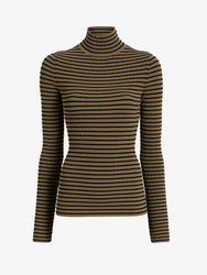 Proenza Schouler flat image of Didi Top in Matte Viscose Velvet Stripe in khaki/black