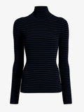 Proenza Schouler flat image of Didi Top in Matte Viscose Velvet Stripe in navy/black