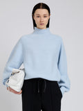 Proenza Schouler Front cropped image of model wearing Adley Top in Solid Cashmere Blend in Light Blue