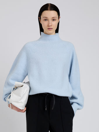 Proenza Schouler Front cropped image of model wearing Adley Top in Solid Cashmere Blend in Light Blue