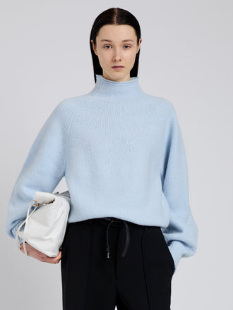 Proenza Schouler Front cropped image of model wearing Adley Top in Solid Cashmere Blend in Light Blue