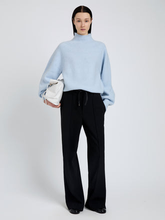 Proenza Schouler Front full length image of model wearing Adley Top in Solid Cashmere Blend in Light Blue