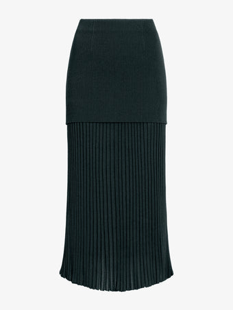 Proenza Schouler Still Life image of Luiza Skirt in Sunburst Rib in Bottle Green