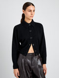 Proenza Schouler Front cropped image of model wearing Rocio Cardigan in Cashmere in Black