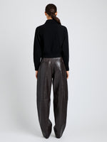 Proenza Schouler Back full length image of model wearing Rocio Cardigan in Cashmere in Black