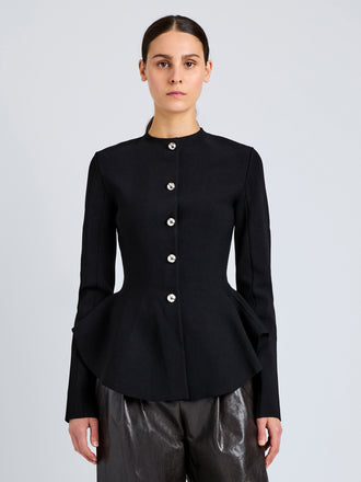 Proenza Schouler Front cropped image of model wearing Dasha Jacket in Compact Viscose in Black
