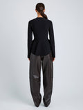 Proenza Schouler Back full length image of model wearing Dasha Jacket in Compact Viscose in Black