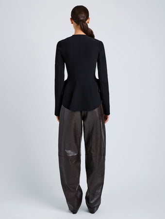 Proenza Schouler Back full length image of model wearing Dasha Jacket in Compact Viscose in Black