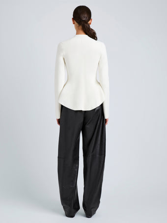 Proenza Schouler Back full length image of model wearing Dasha Jacket in Compact Viscose in Off White