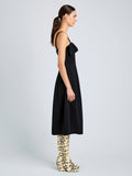 Proenza Schouler Side full length image of model wearing Blanca Dress in Compact Viscose in Black