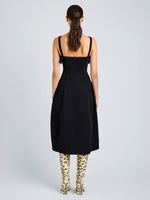 Proenza Schouler Back full length image of model wearing Blanca Dress in Compact Viscose in Black