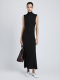 Proenza Schouler Front full length image of model wearing Federica Dress in Micro Pleat Knit in Black