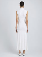 Proenza Schouler Back full length image of model wearing Federica Dress in Micro Pleat Knit in White