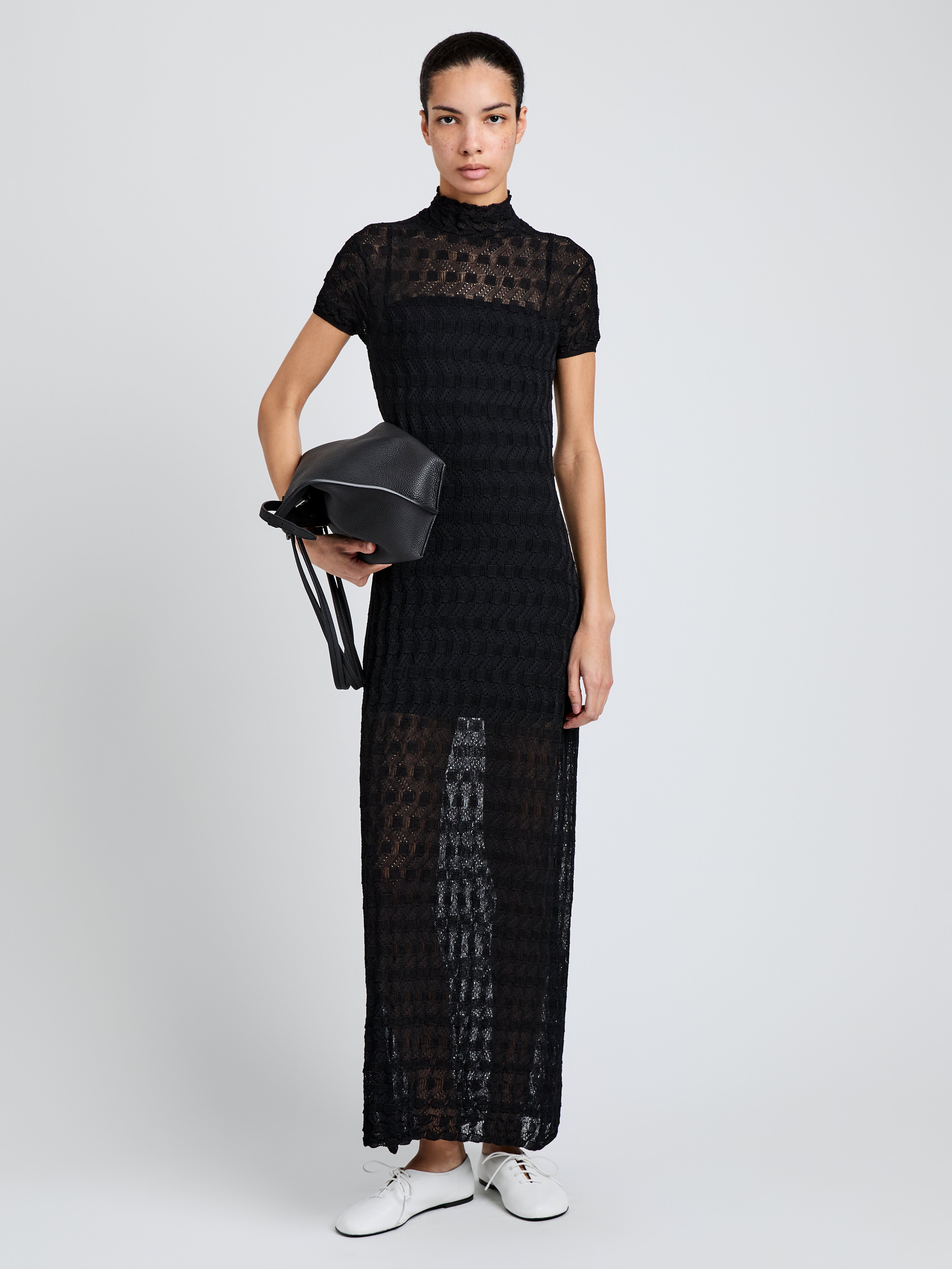 Proenza Schouler Zein Dress in Geo Textured Knit - Black | Proenza