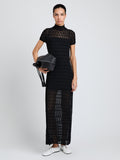 Proenza Schouler Front full length image of model wearing Zein Dress in Geo Textured Knit in Black