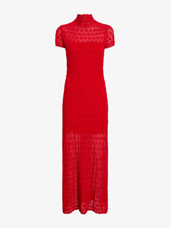 Proenza Schouler Still Life image of Zein Dress in Geo Textured Knit in Vermillion
