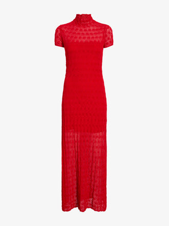 Proenza Schouler Still Life image of Zein Dress in Geo Textured Knit in Vermillion