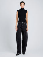 Proenza Schouler Front full length image of model wearing Fontana Jean in Black Rigid Denim in Black