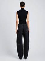 Proenza Schouler Back full length image of model wearing Fontana Jean in Black Rigid Denim in Black