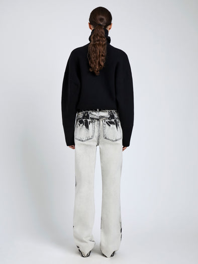 Proenza Schouler Back full length image of model wearing Ryman Jean in Fade Out Black in Black Denim