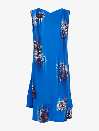 Proenza Schouler Still Life image of Rhetta Dress in Printed Viscose Cady in Cerulean multi