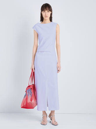 Proenza Schouler Front full length image of model wearing Damea Dress in Matte Double Crepe in Wisteria