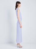 Proenza Schouler Side full length image of model wearing Damea Dress in Matte Double Crepe in Wisteria