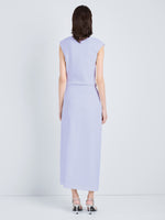 Proenza Schouler Back full length image of model wearing Damea Dress in Matte Double Crepe in Wisteria