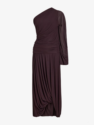 Proenza Schouler Still Life image of Gabri Dress in Gauzy Pleated Jersey in Aubergine