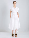 Proenza Schouler Front full length image of model wearing Adinna Dress in Classic Cotton Shirting in Optic White