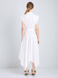 Proenza Schouler Back full length image of model wearing Adinna Dress in Classic Cotton Shirting in Optic White