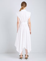 Proenza Schouler Back full length image of model wearing Adinna Dress in Classic Cotton Shirting in Optic White
