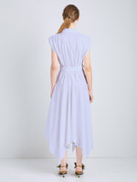 Proenza Schouler Back full length image of model wearing Adinna Dress in Classic Cotton Shirting in Wisteria