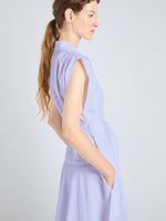 Proenza Schouler Detail image of model wearing Adinna Dress in Classic Cotton Shirting in Wisteria