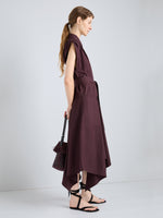 Proenza Schouler Alternate full length image of model wearing Adinna Dress in Classic Cotton Shirting in Aubergine