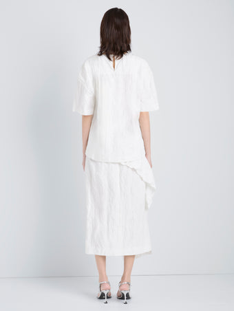 Proenza Schouler Back full length image of model wearing Hansly Top in Memory Cotton in Off White
