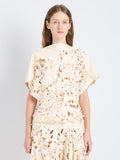 Proenza Schouler Front cropped image of model wearing Dima Top in Lacqured Cotton in Almond