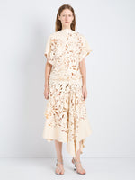 Proenza Schouler Front full length image of model wearing Dima Top in Lacqured Cotton in Almond