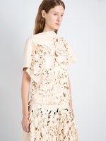 Proenza Schouler Detail image of model wearing Dima Top in Lacqured Cotton in Almond
