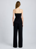 Proenza Schouler Back full length image of model wearing Damea Top in Matte Double Crepe in Black