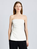 Proenza Schouler Front cropped image of model wearing Damea Top in Matte Double Crepe in white