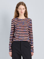 Proenza Schouler Front cropped image of model wearing Mia Top in Printed Tissue Jersey in Pink Multi