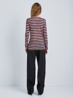 Proenza Schouler Back full length image of model wearing Mia Top in Printed Tissue Jersey in Pink Multi