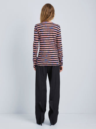 Proenza Schouler Back full length image of model wearing Mia Top in Printed Tissue Jersey in Pink Multi